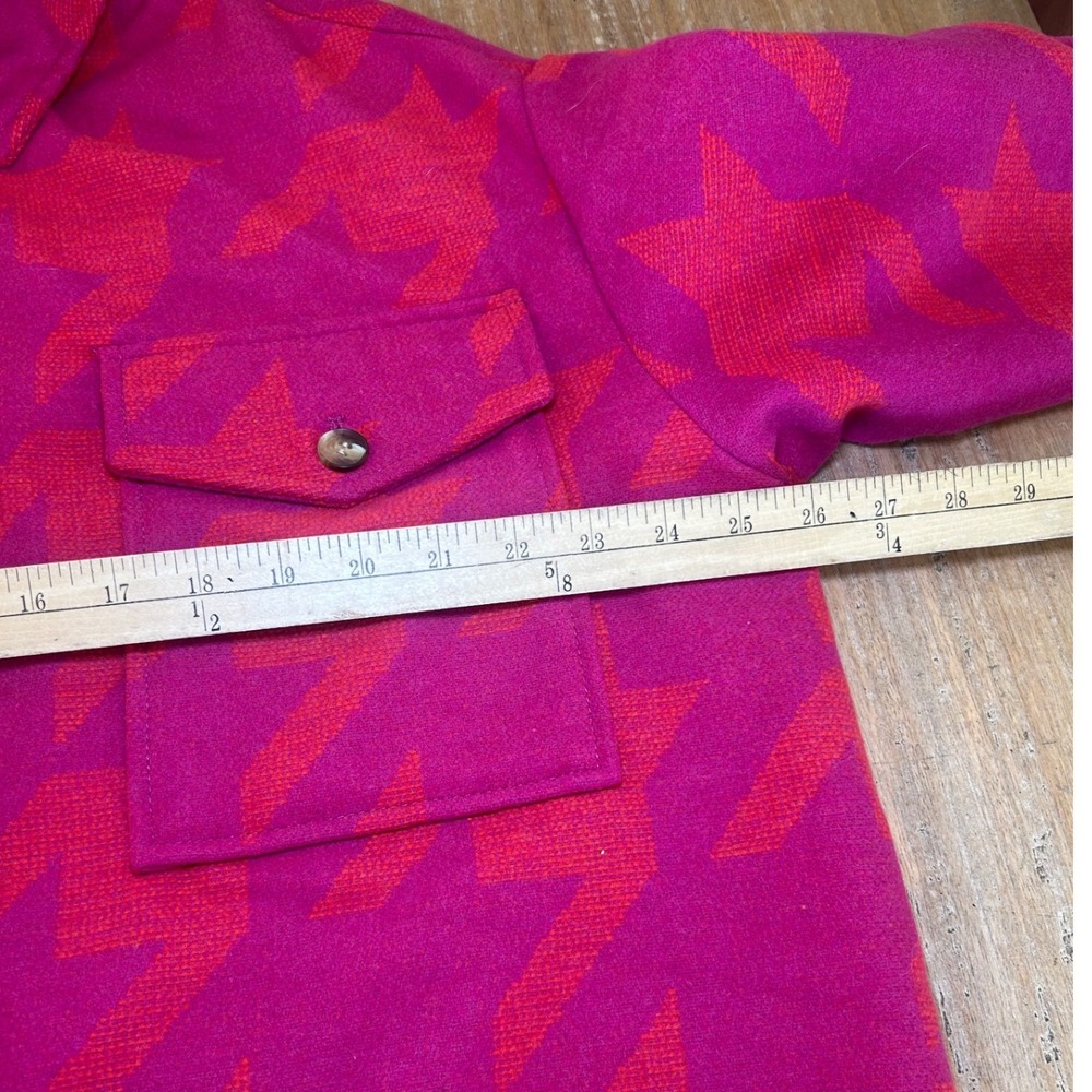 Scoop Pink Orange Houndstooth Shacket Wool Blend Shirt Jacket‎ SS-774B Womens M - Picture 6 of 6